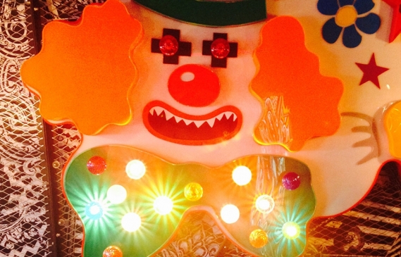 A crazy mad clown wall decoration