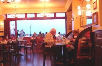 People eating inside the Cafe Rouge.