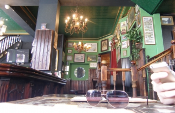 The inside of The Temple Bar. There's a VHS copy of Stargate on a pillar.