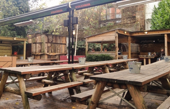 The outside seating area at the Hobgoblin